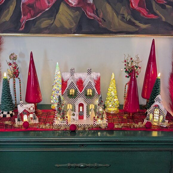 Cody Foster Retro Iridescent Christmas Trees Set of 2 Battery Lighted Glass - Picture 9 of 11